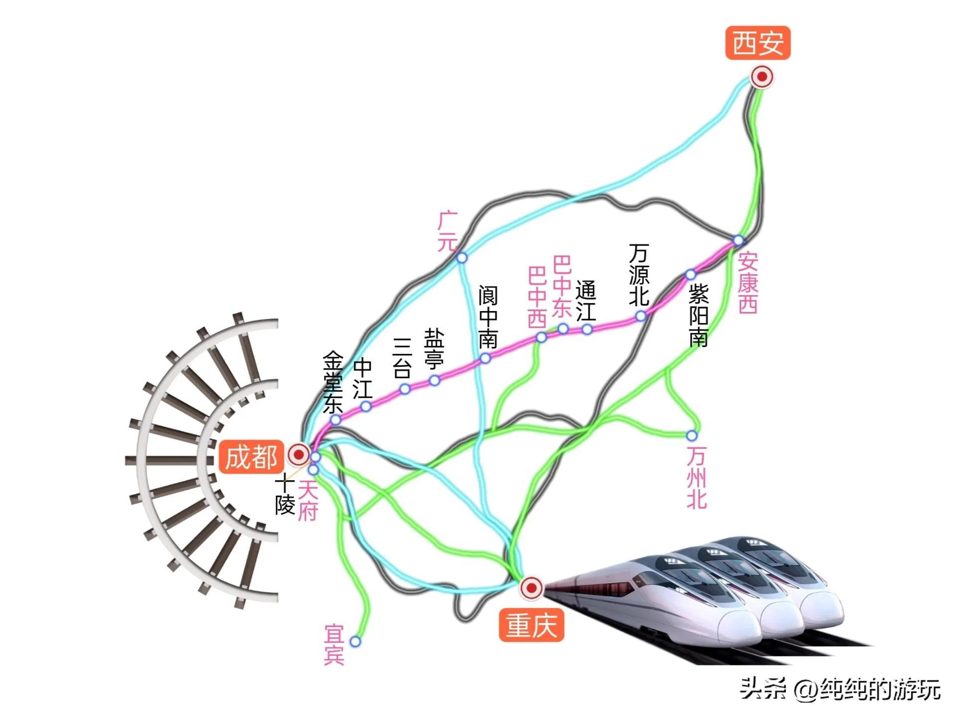 四川省成巴安铁路规划中的线路走向