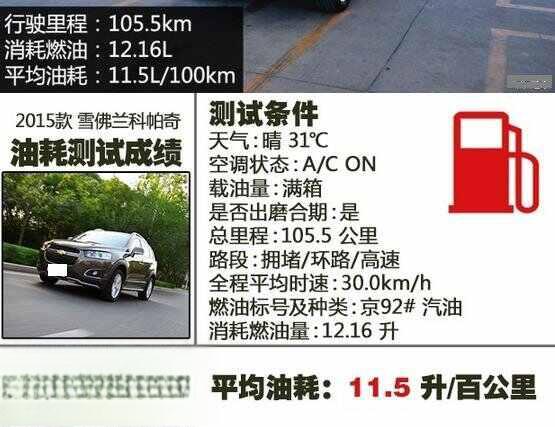 雪佛兰科帕奇百公里油耗多少，科帕奇真实油耗多少-