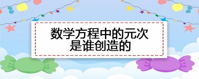 ​数学方程中的元次是谁创造的
